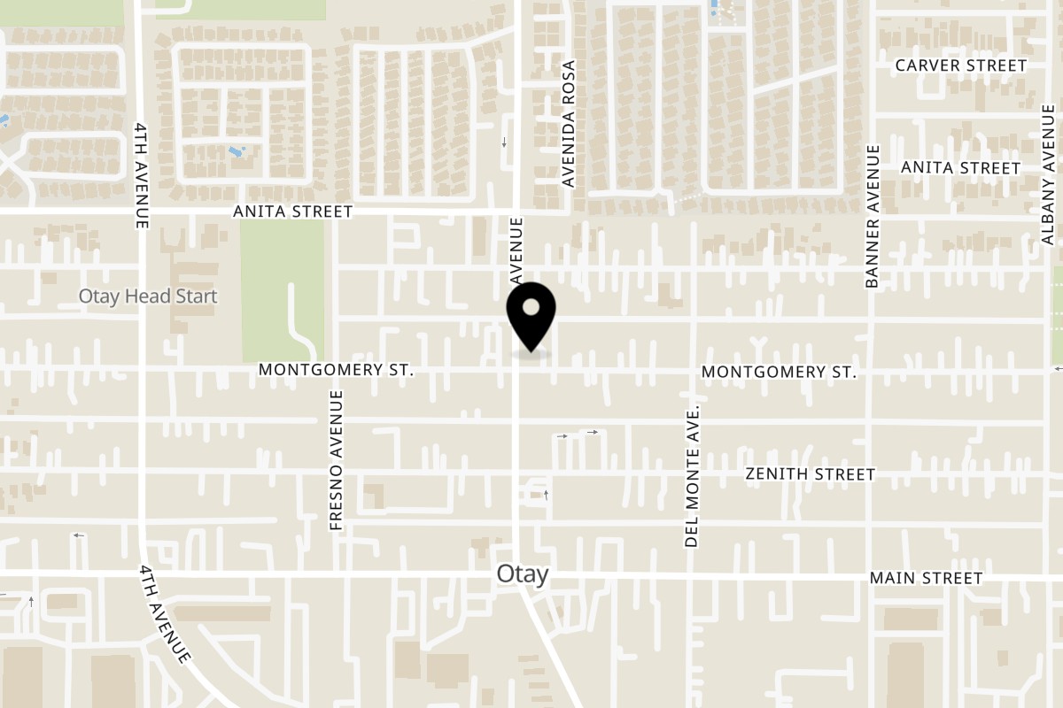 Map showing the location of Señor Pancho Fresh Mexican Grill on 298 Montgomery St in Chula Vista